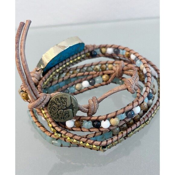 ANANTA STONES Healing Ocean Jasper Beaded Wrap Bracelet Handcrafted - Picture 2 of 5